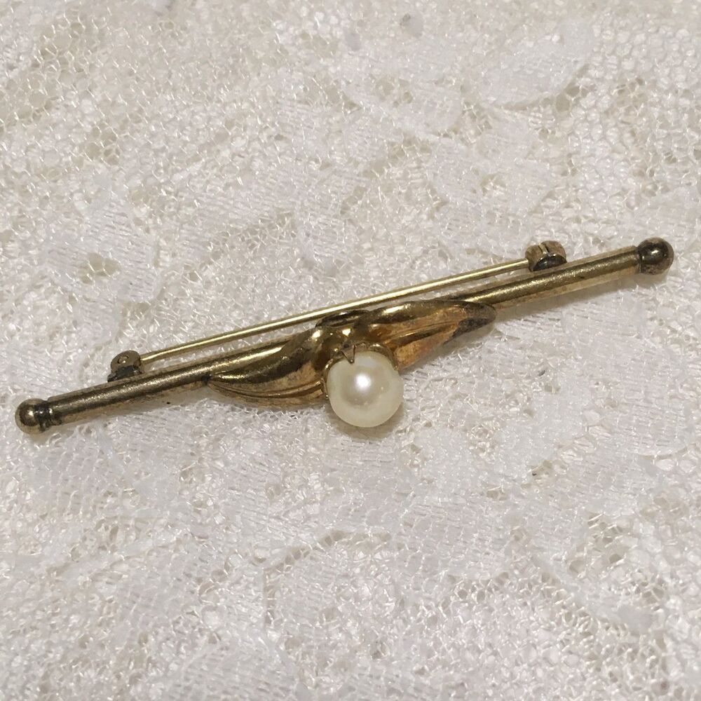 Vintage Marvella Brooch Gold Filled Bar Brooch Signed
